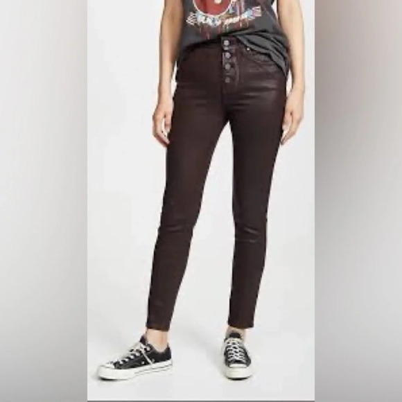 Paige Hoxton Ultra Skinny Luxe Coated Jeans in Chicory Coffee - NWT - Size 28 - Picture 1 of 13